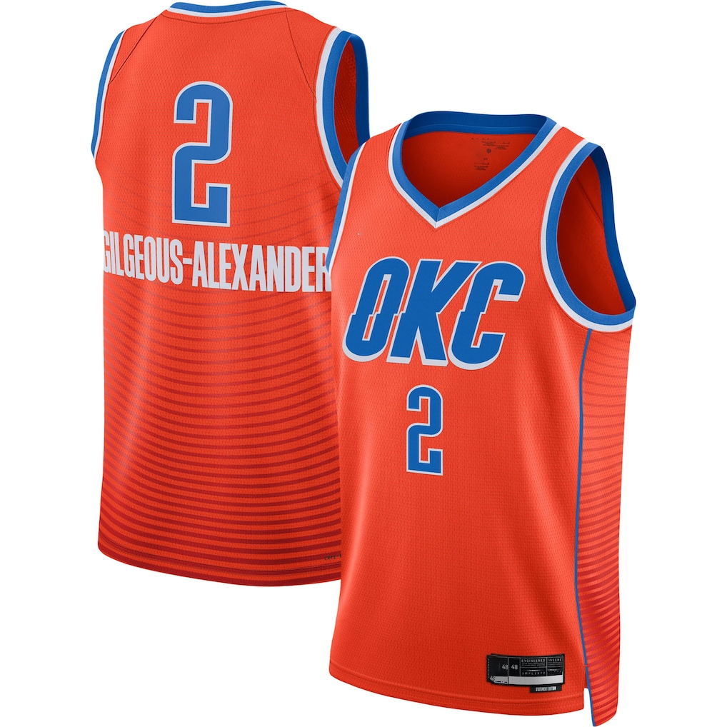 tocy OC.Thunder #2 Shai Gilgeous-Alexander Orange Swingman Stitched Jerseys - Statement Edition