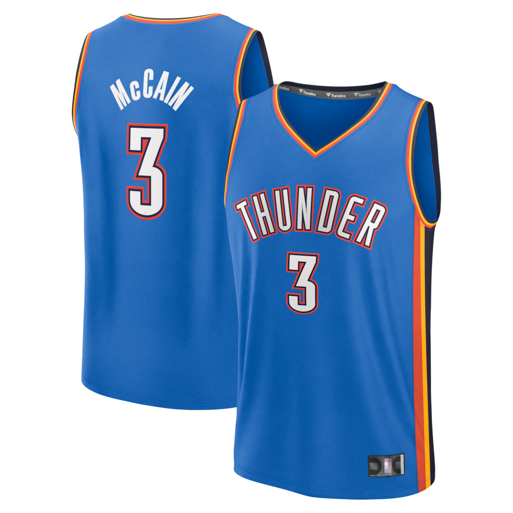 tocy OC.Thunder #3 Jared McCain Blue Fast Break Replica Stitched Jerseys - Icon Edition
