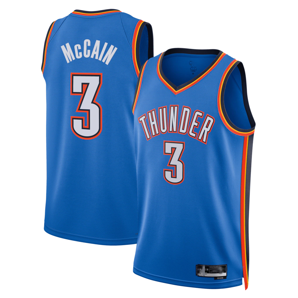 tocy OC.Thunder #3 Jared McCain Blue Swingman Stitched Jerseys- Icon Edition