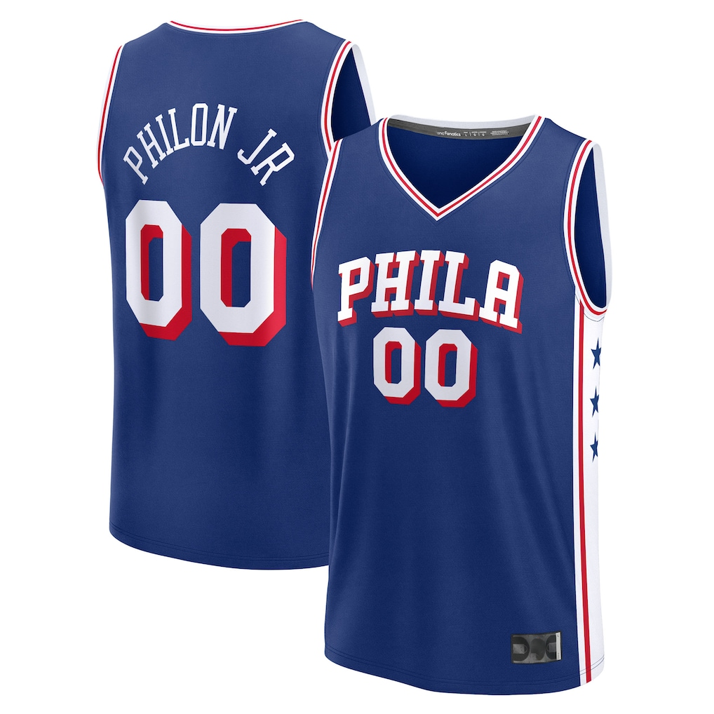 tocy P.76ers #00 Labaron Philon Jr  Royal 2026  Draft First Round Pick Fast Break Jerseys - Icon Edition