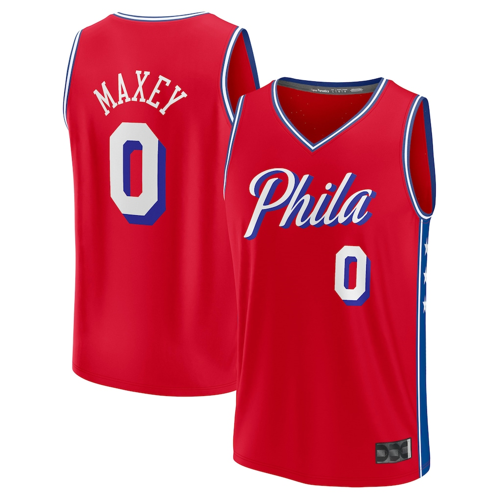 tocy P.76ers #0 Tyrese Maxey  Red Fast Break Replica Player Jerseys - Statement Edition