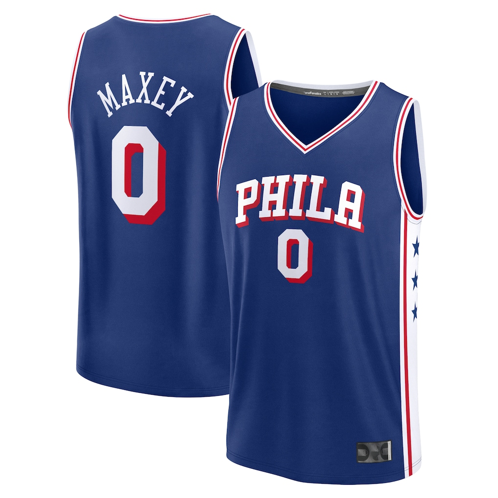 tocy P.76ers #0 Tyrese Maxey  Royal Fast Break Replica Jerseys - Icon Edition