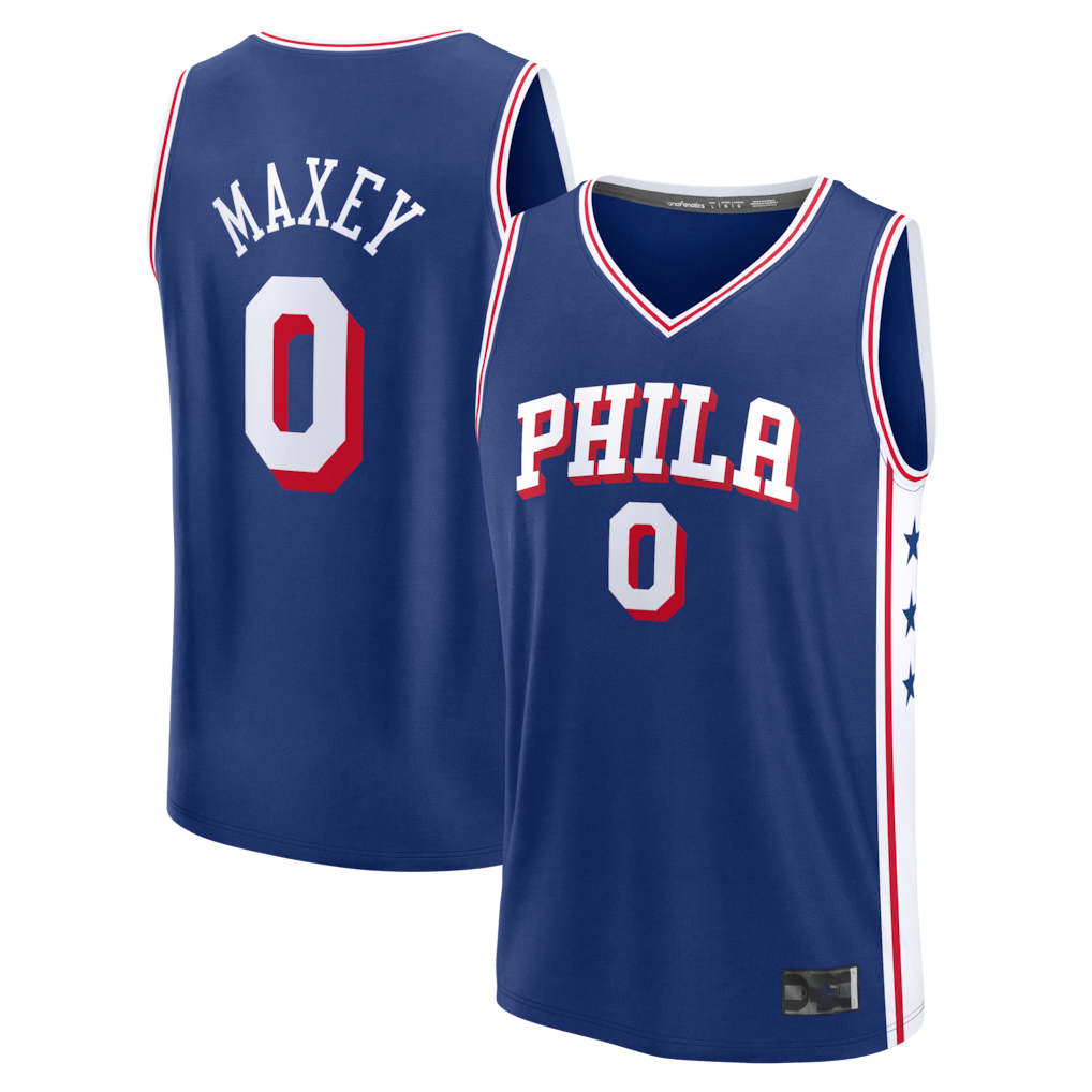 tocy P.76ers #0 Tyrese Maxey  Royal Fast Break Replica Player Jerseys - Icon Edition