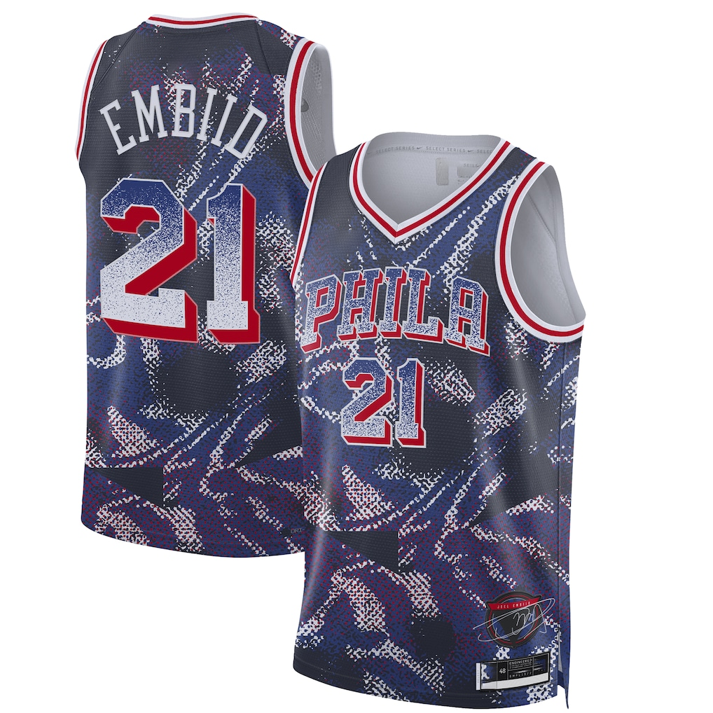 tocy P.76ers #21 Joel Embiid Navy 2025 Select Series Swingman Player Jerseys