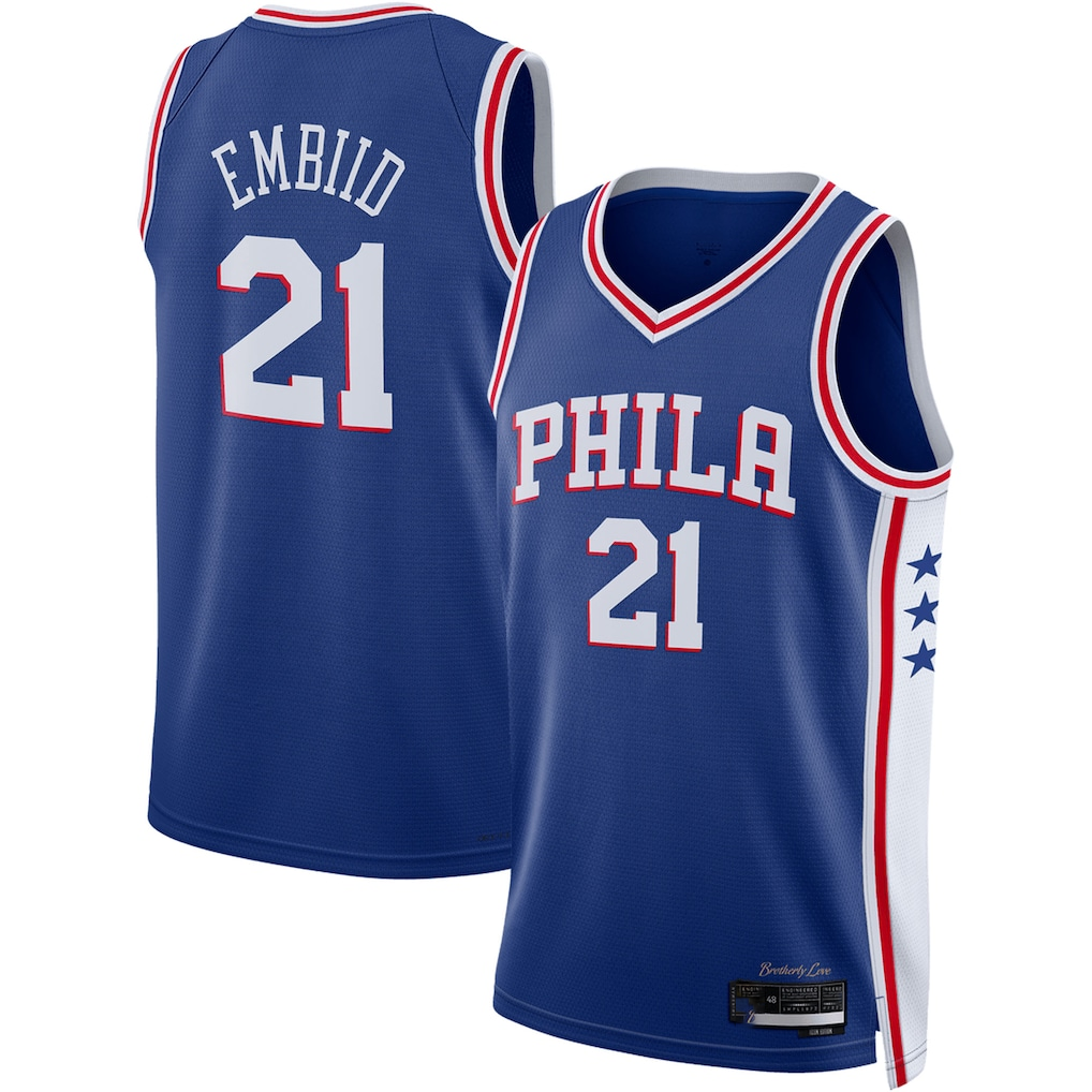 tocy P.76ers #21 Joel Embiid Royal Swingman Jerseys - Icon Edition