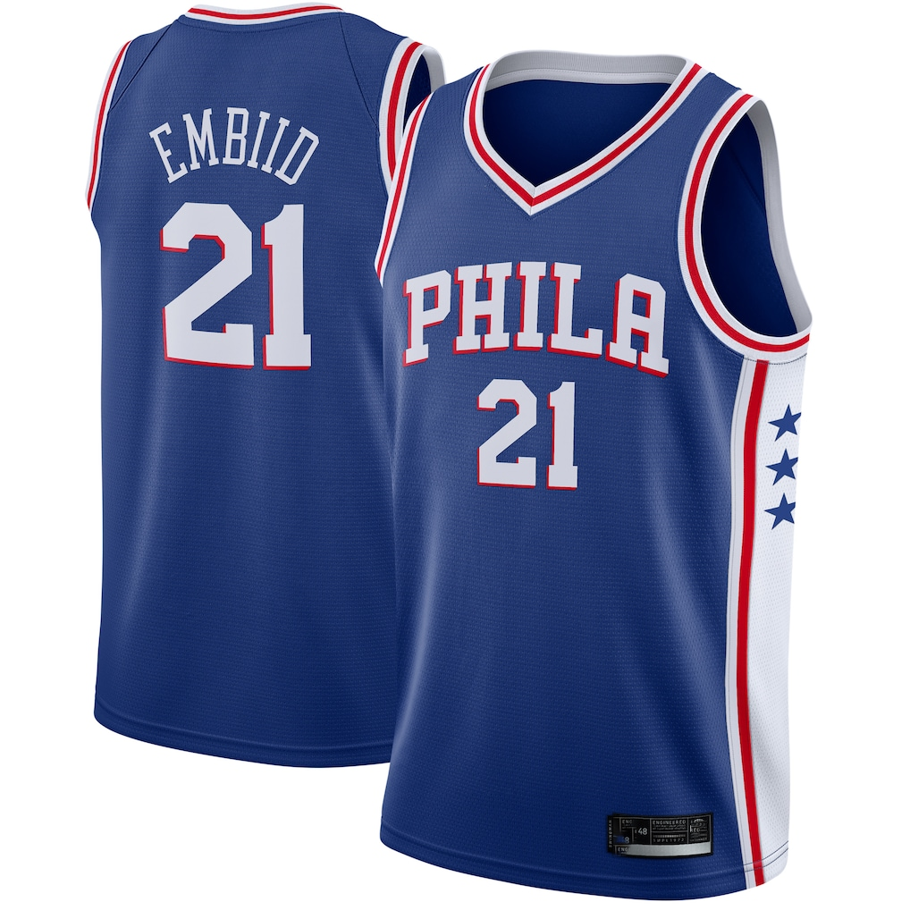 tocy P.76ers #21 Joel Embiid Royal Swingman Jerseys - Icon Edition