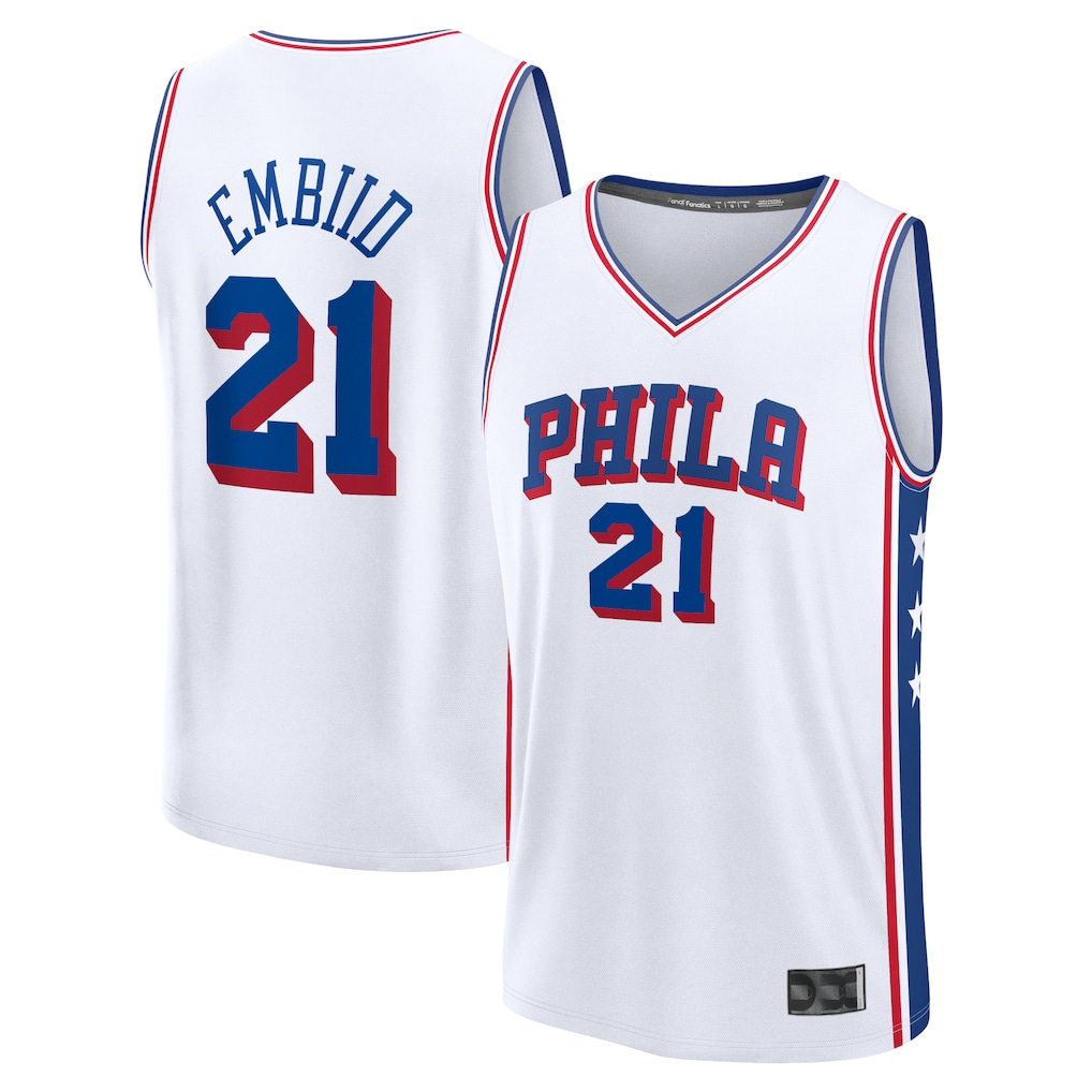 tocy P.76ers #21 Joel Embiid White Fast Break Replica Player Jerseys - Association Edition