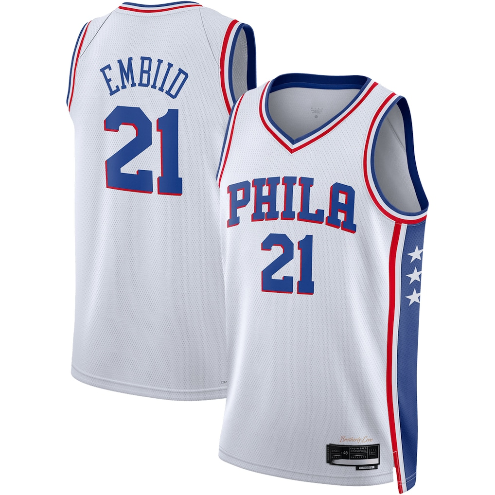 tocy P.76ers #21 Joel Embiid White Swingman Jerseys - Association Edition