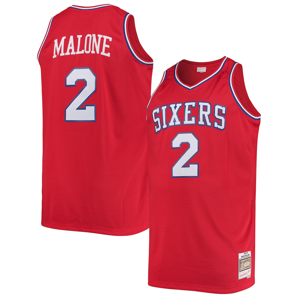 tocy P.76ers #2 Moses Malone Mitchell & Ness Red 1982-83 Big & Tall Hardwood Classics Swingman Jerseys