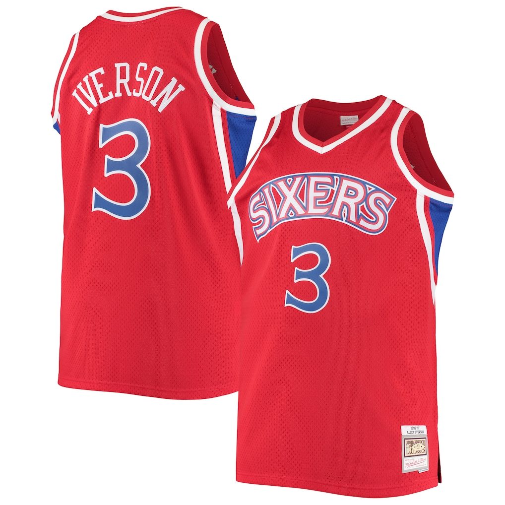 tocy P.76ers #3 Allen Iverson Mitchell & Ness Red 1996-97 Big & Tall Hardwood Classics Swingman Jerseys