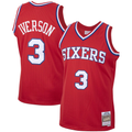 tocy P.76ers #3 Allen Iverson Mitchell & Ness Red 2002-03 Hardwood Classics Swingman Jerseys