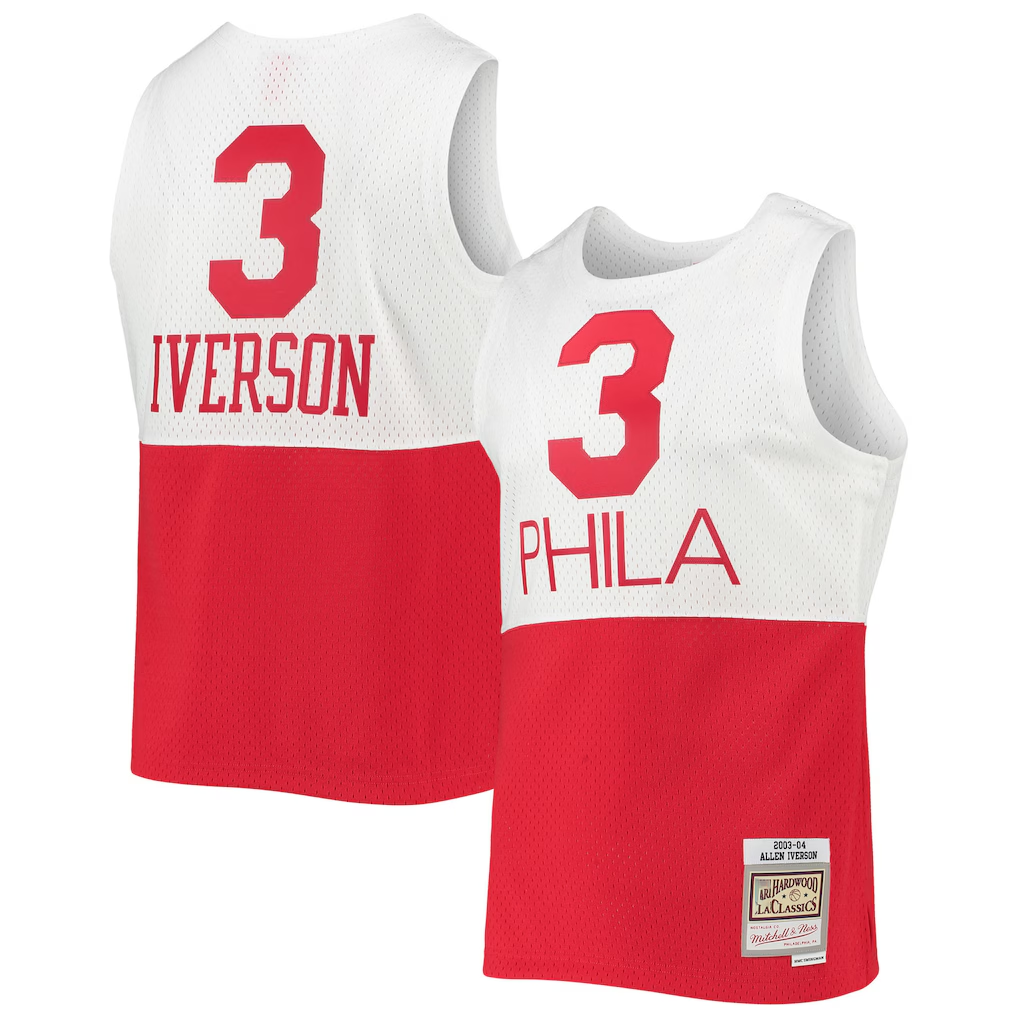 tocy P.76ers #3 Allen Iverson Mitchell & Ness White 2003-2004 Hardwood Classics Swingman Jerseys