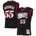 tocy P.76ers #55 Dikembe Mutombo Mitchell & Ness Black Hardwood Classics Swingman Jerseys
