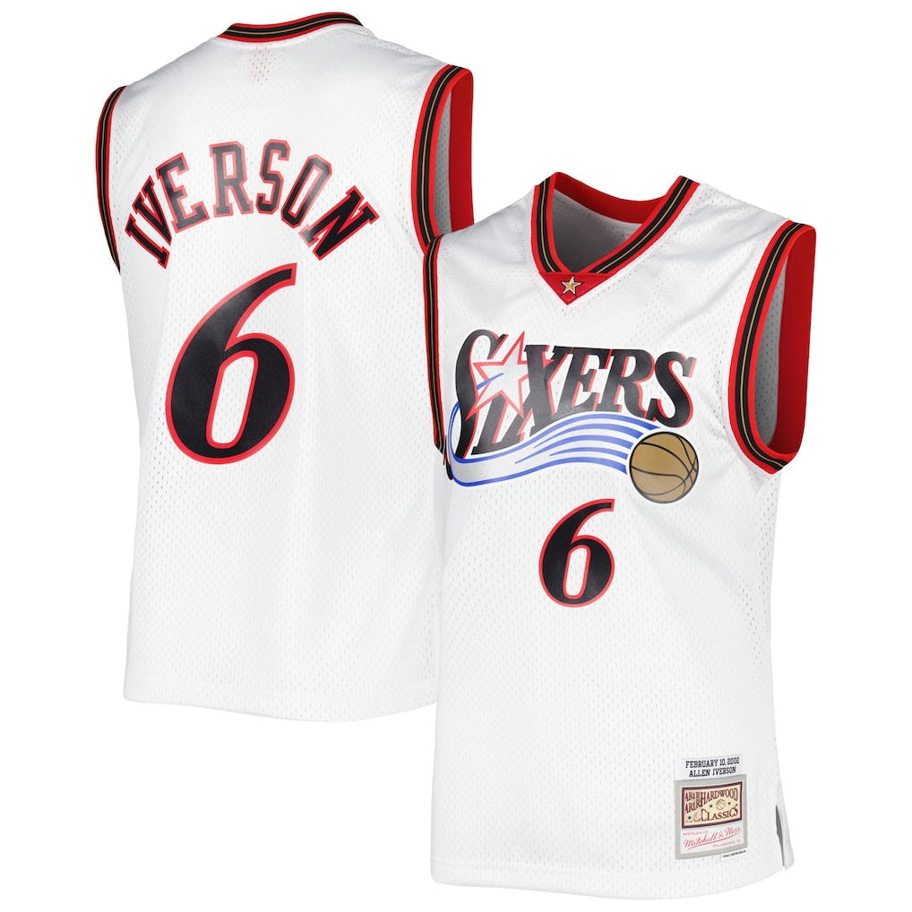 tocy P.76ers #6 Allen Iverson Mitchell & Ness White 2002-03 Hardwood Classics Swingman Jerseys