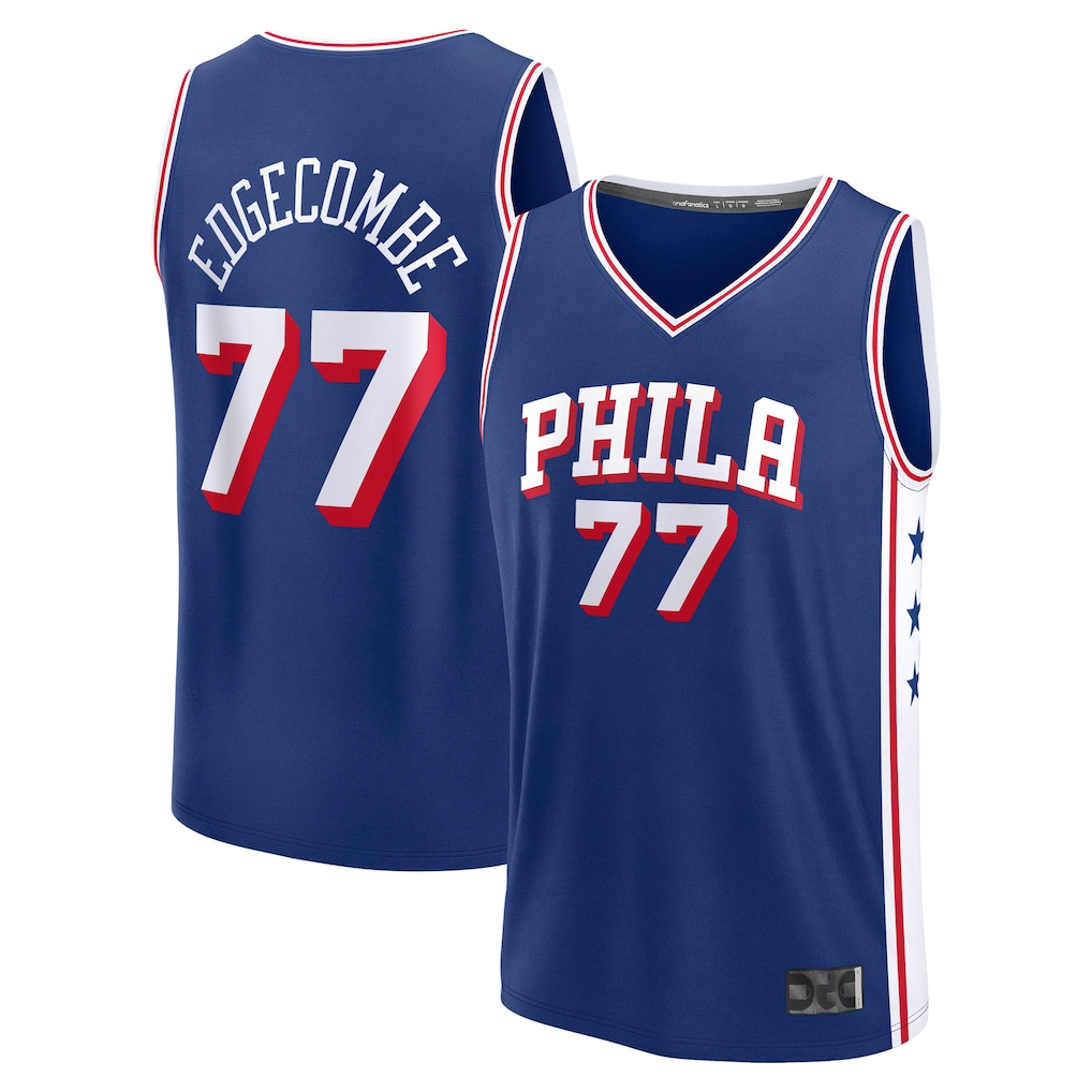 tocy P.76ers #77 V. J. Edgecombe Royal 2025 Draft First Round Pick Fast Break Replica Jerseys - Icon Edition