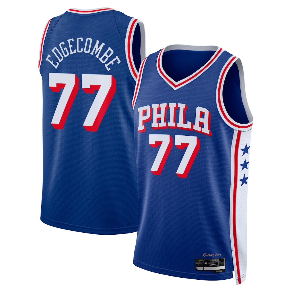 tocy P.76ers #77 V. J. Edgecombe Royal 2025 Draft First Round Pick Swingman Jerseys - Icon Edition