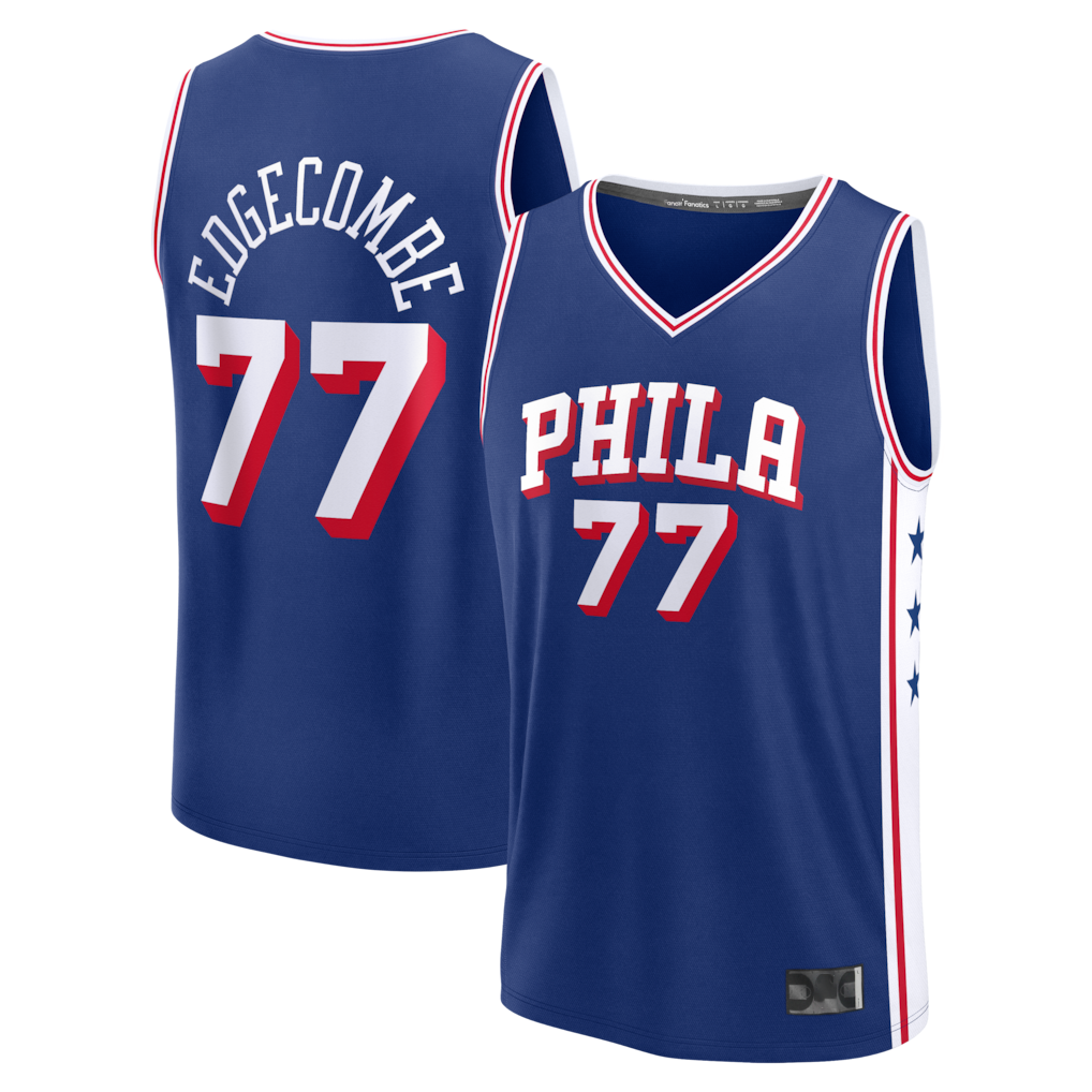 tocy P.76ers #77 VJ Edgecombe  Royal Fast Break Jerseys - Icon Edition