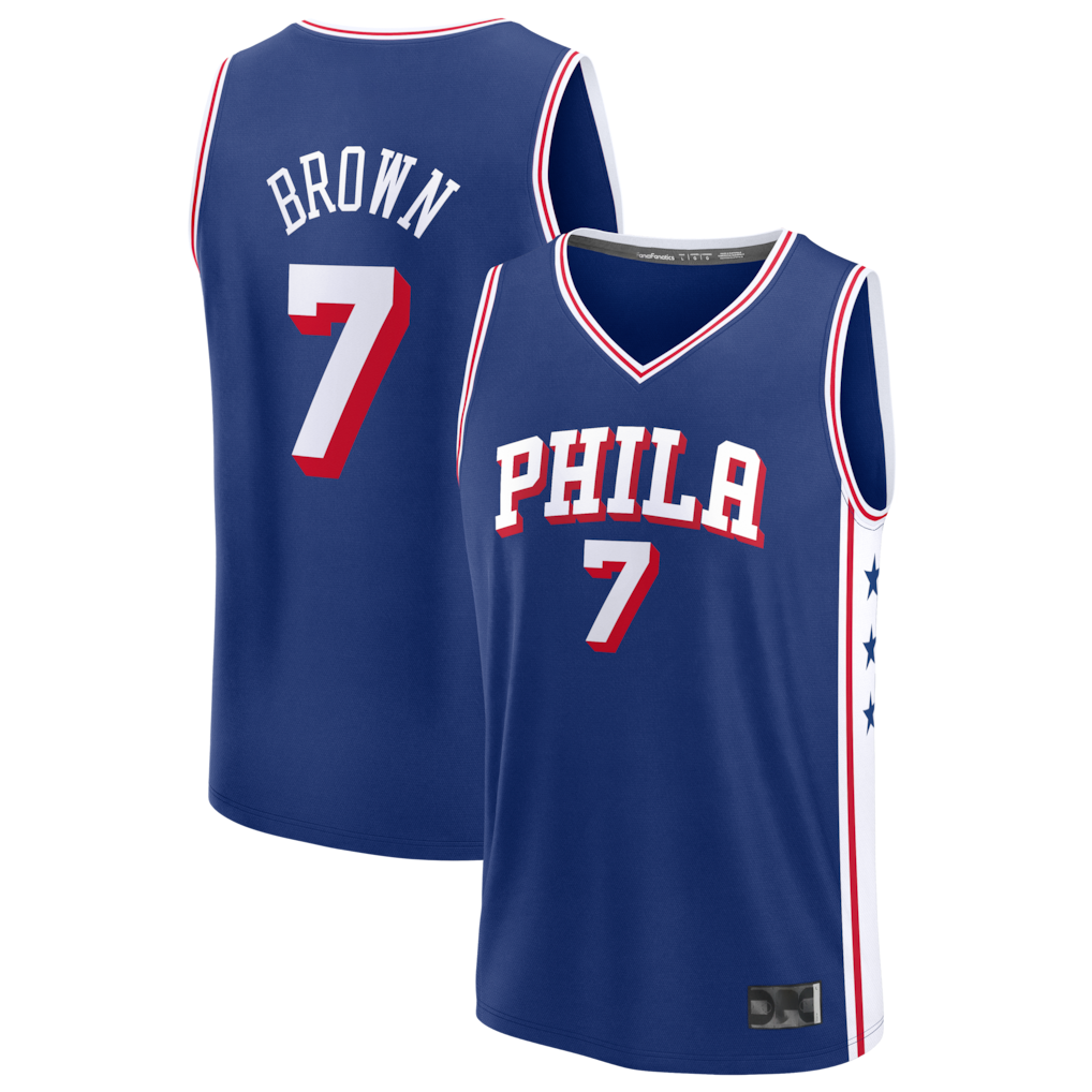 tocy P.76ers #7 Jaylen Brown Fanatics Royal Fast Break JerseyS - Icon Edition