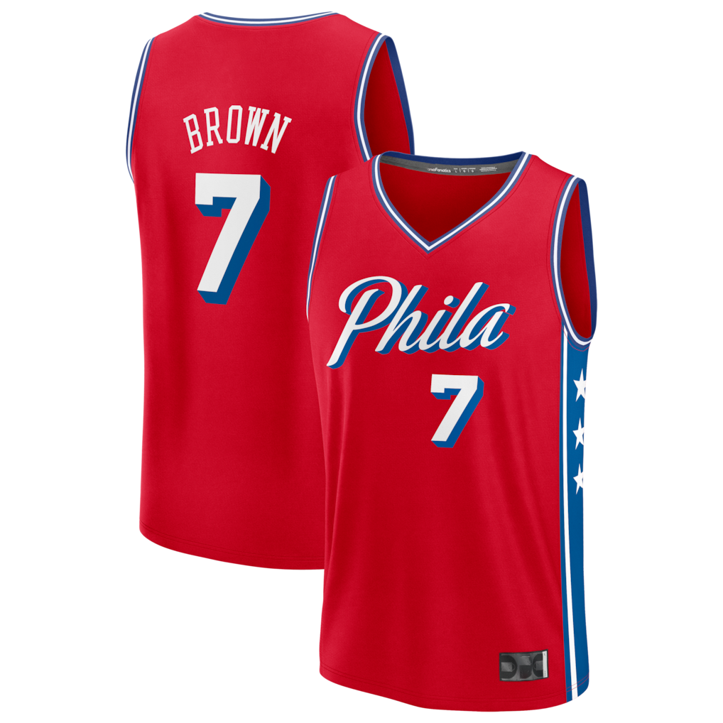tocy P.76ers #7 Jaylen Brown Red Fast Break Jerseys - Statement Edition