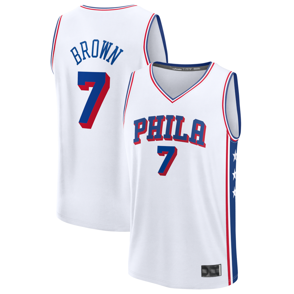 tocy P.76ers #7 Jaylen Brown White Fast Break Jerseys - Association Edition