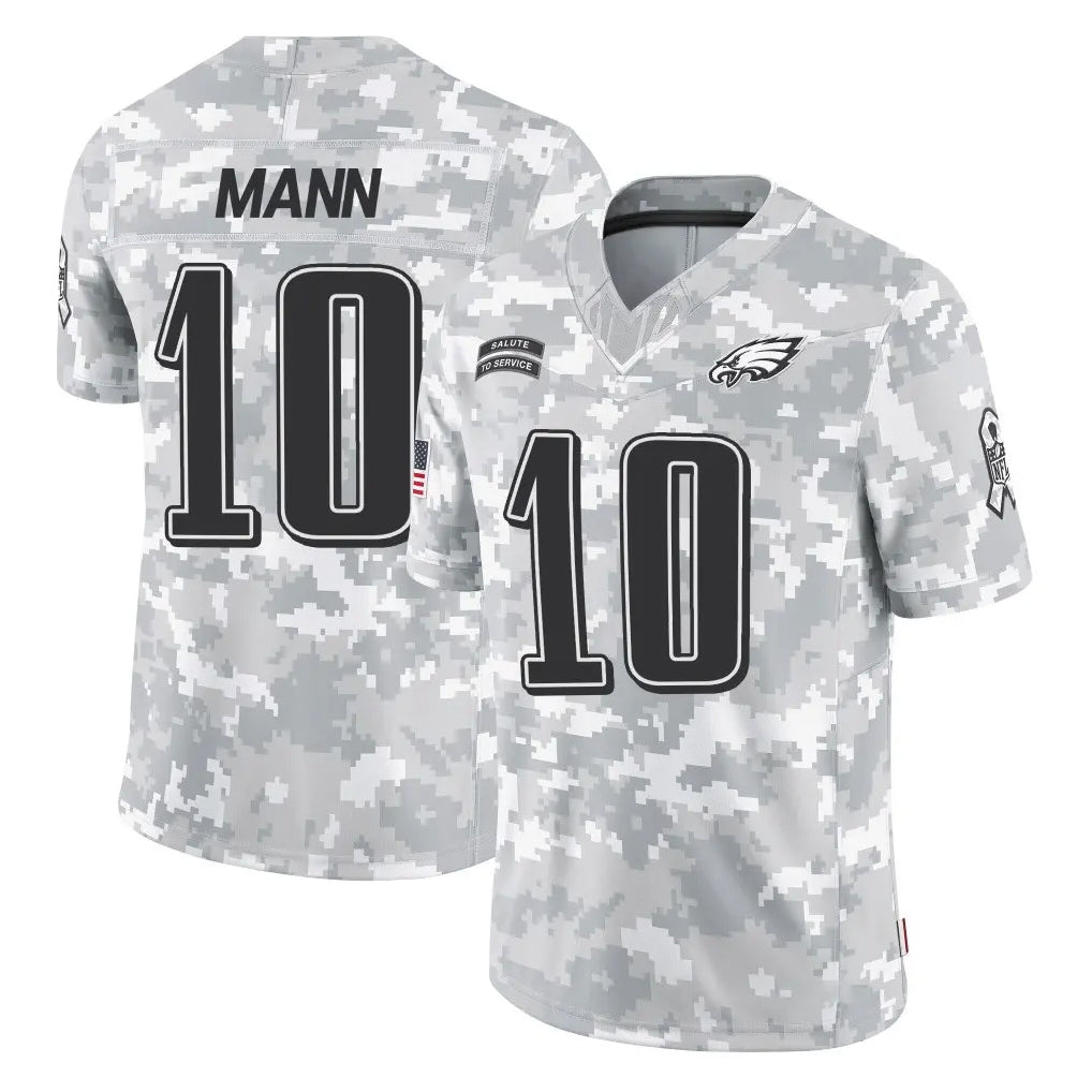 Tocy P.Eagles #10 Braden Mann Player Arctic Camo Salute to Service Limited Game Stitched Jerseys