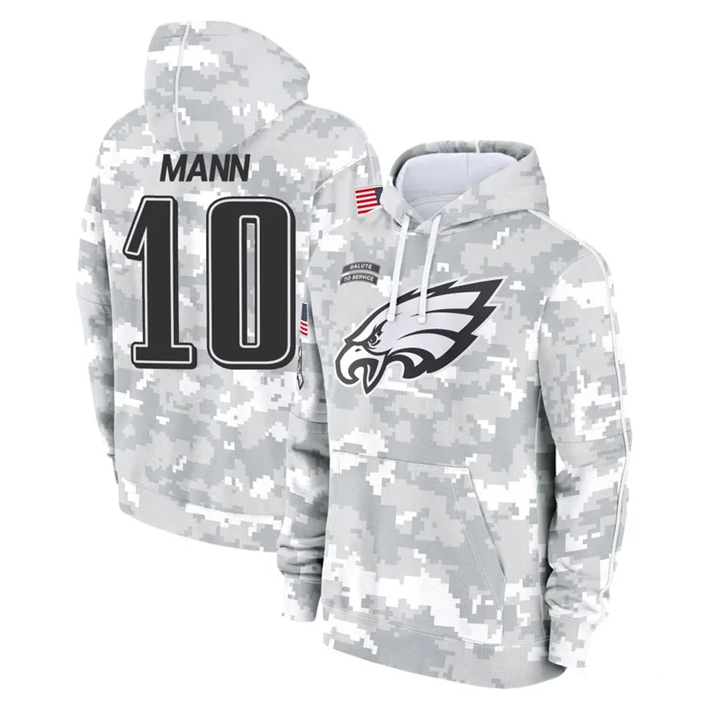 Tocy P.Eagles #10 Braden Mann Player Arctic Camo Salute to Service Pullover Hoodies Limited Game Stitched Jerseys
