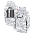 Tocy P.Eagles #10 Braden Mann Player Arctic Camo Salute to Service Pullover Hoodies Limited Game Stitched Jerseys
