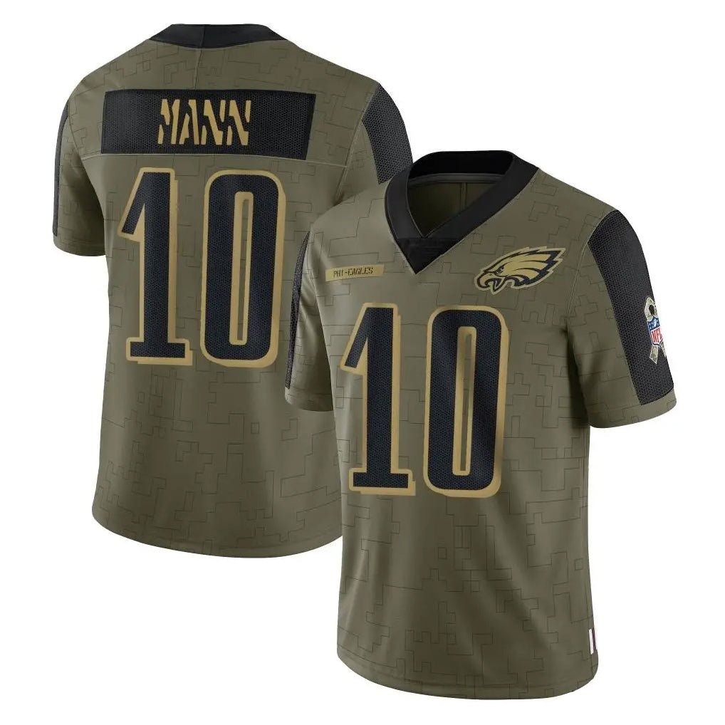 Tocy P.Eagles #10 Braden Mann Player Olive Salute To Service Limited Game Stitched Jerseys