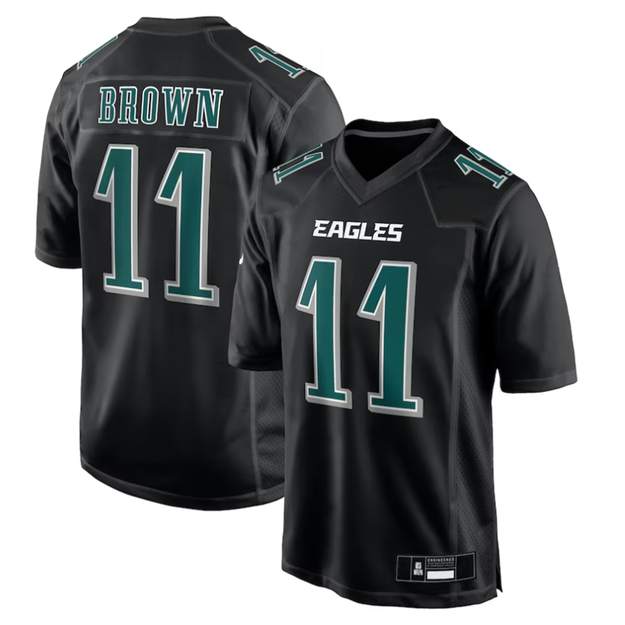 tocy P.Eagles #11 A.J. Brown Player Black Fashion Game Stitched Jerseys