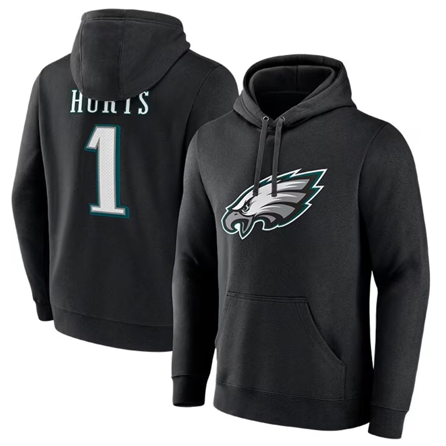tocy P.Eagles #1 Jalen Hurts Player Black Military Hoodie Game Stitched Jerseys