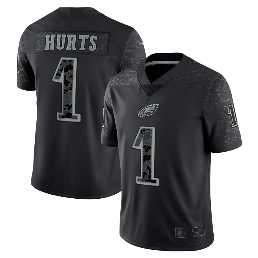 tocy P.Eagles #1 Jalen Hurts Player Black REFLECTIVE Limited Stitched Jerseys