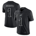 tocy P.Eagles #1 Jalen Hurts Player Black REFLECTIVE Limited Stitched Jerseys