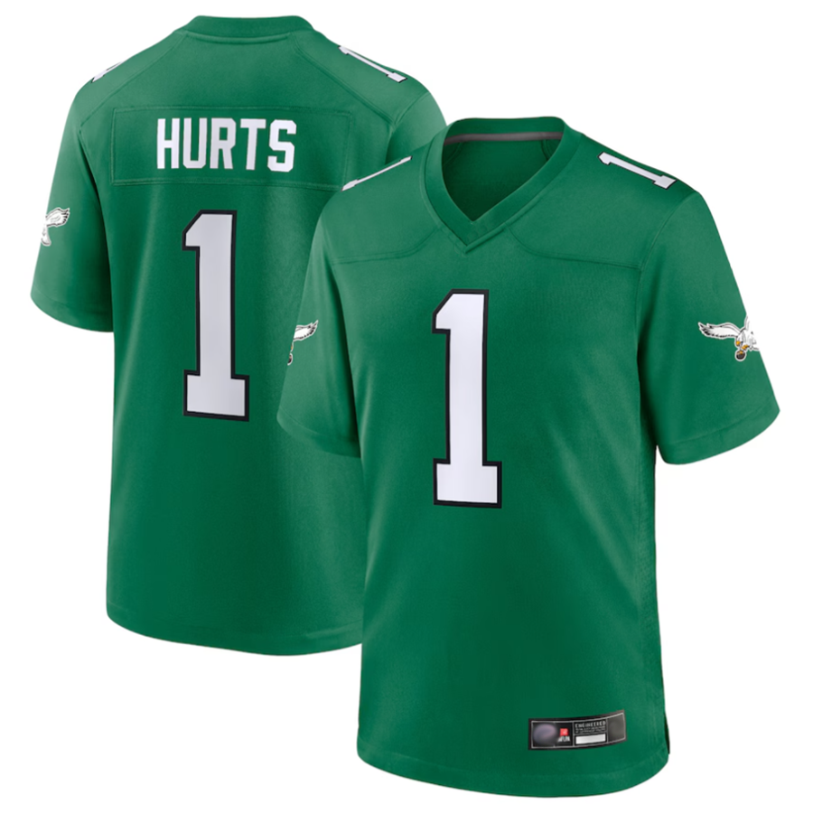 tocy P.Eagles #1 Jalen Hurts Player Kelly Green Game Stitched Jerseys
