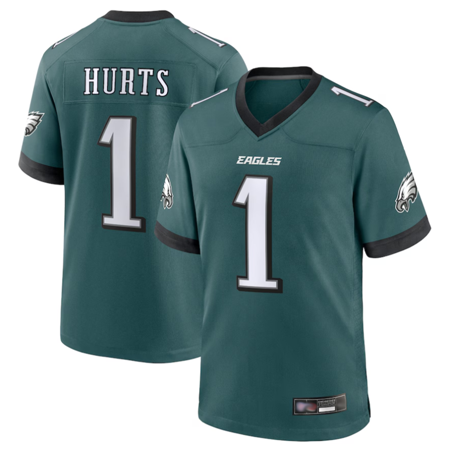 tocy P.Eagles #1 Jalen Hurts Player Midnight Green Game Stitched Jerseys