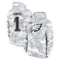 tocy P.Eagles #1 Jalen Hurts Player Military Hoodie Arctic Camo Salute To Service Stitched Jerseys