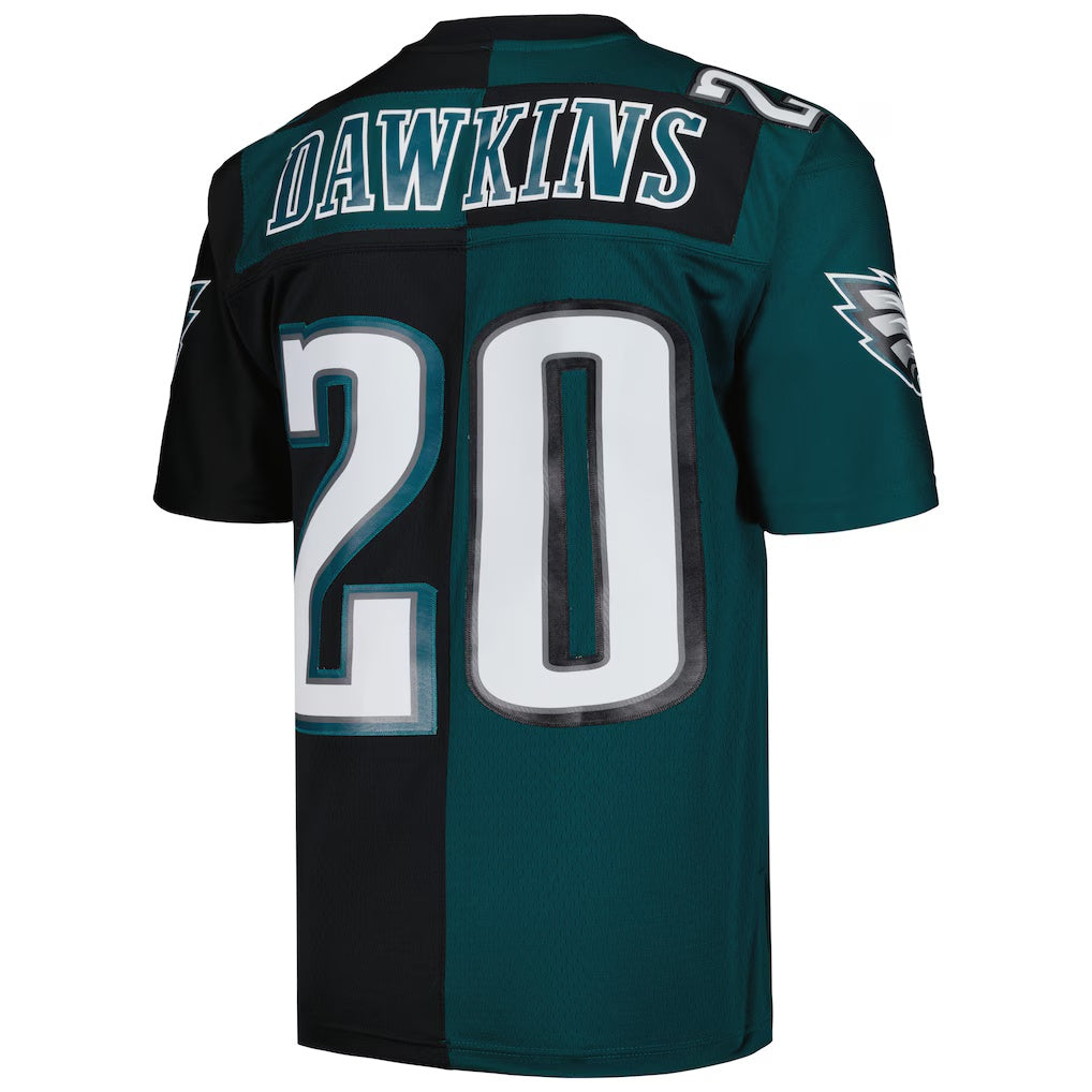 tocy P.Eagles #20 Brian Dawkins Mitchell & Ness Midnight Green-Black Split Legacy Replica Stitched Jerseys