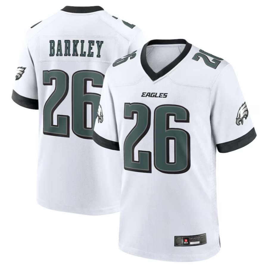 tocy P.Eagles #26 Saquon Barkley Midnight White Game Player Stitched American Stitched Jerseys