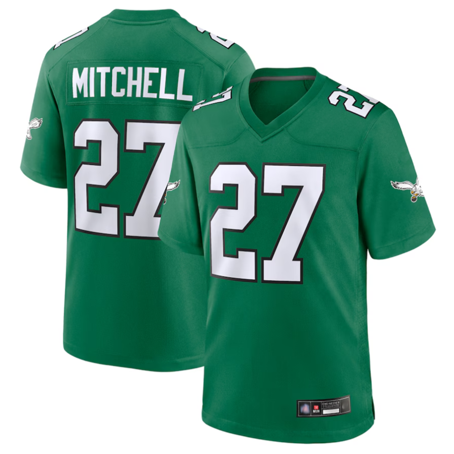 tocy P.Eagles #27 Quinyon Mitchell Player Kelly Green Replica Game Stitched Jerseys