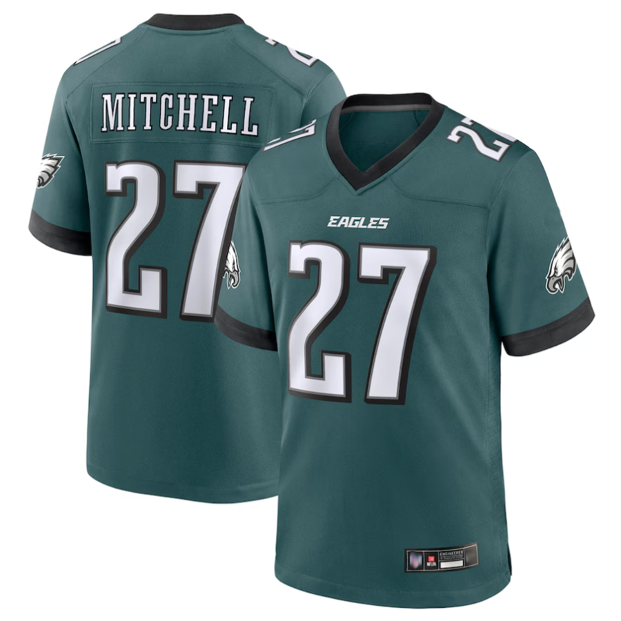tocy P.Eagles #27 Quinyon Mitchell Player Midnight Green Replica Game Stitched Jerseys