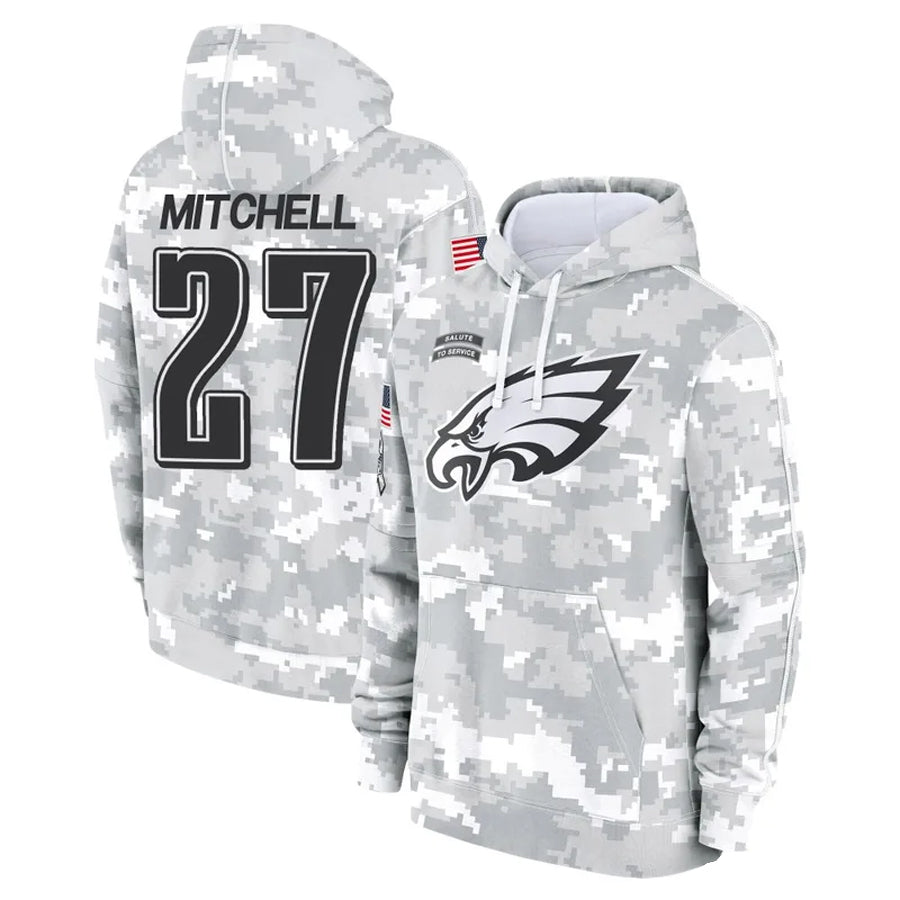 tocy P.Eagles #27 Quinyon Mitchell Player Military Hoodie Arctic Camo Salute To Service Stitched Jerseys