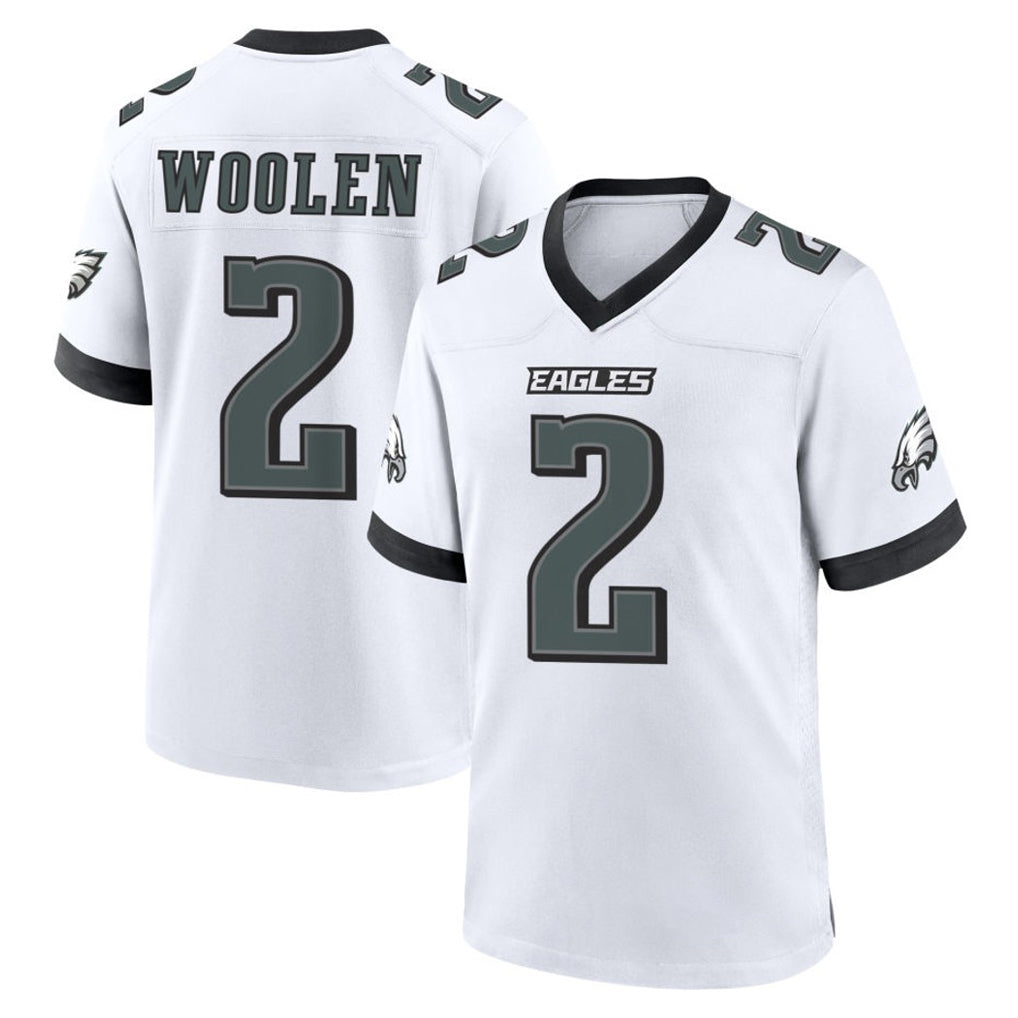 Tocy P.Eagles #2 Riq Woolen Player White Game Home Stitched Jerseys