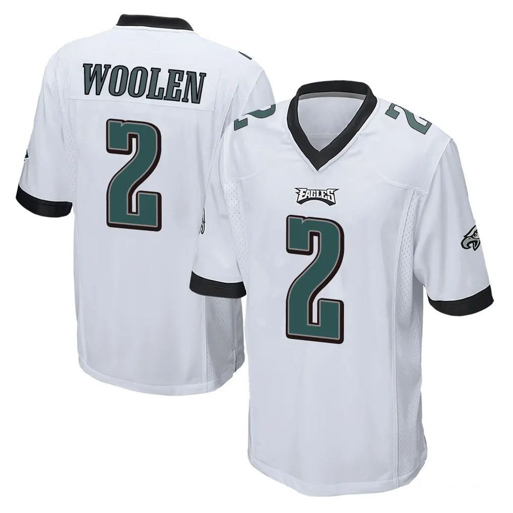 Tocy P.Eagles #2 Riq Woolen Player White Home Game Stitched Jerseys
