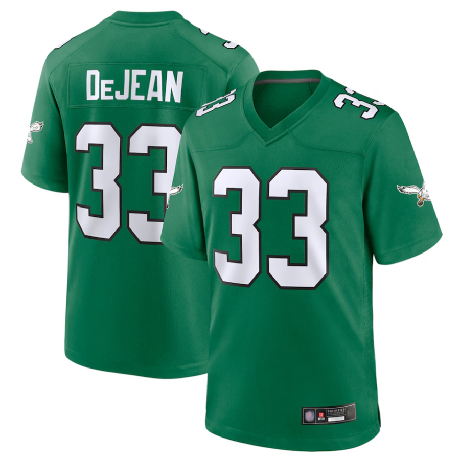 tocy P.Eagles #33 Cooper DeJean Player Kelly Green Replica Game Stitched Jerseys