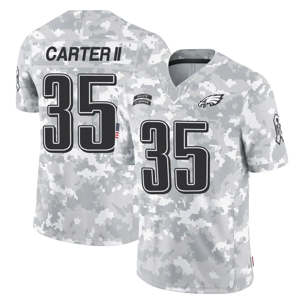 Tocy P.Eagles #35 Michael Carter II Player Arctic Camo Salute to Service Limited Game Stitched Jerseys