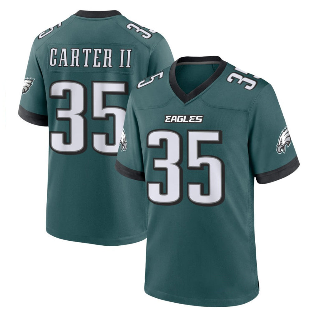 Tocy P.Eagles #35 Michael Carter II Player Green Home Game Stitched Jerseys