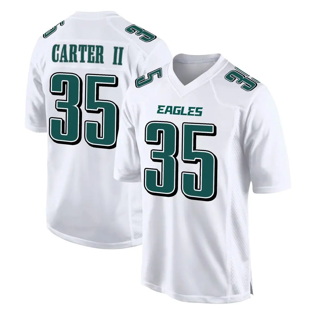 Tocy P.Eagles #35 Michael Carter II Player White Tundra Fashion Home Game Stitched Jerseys