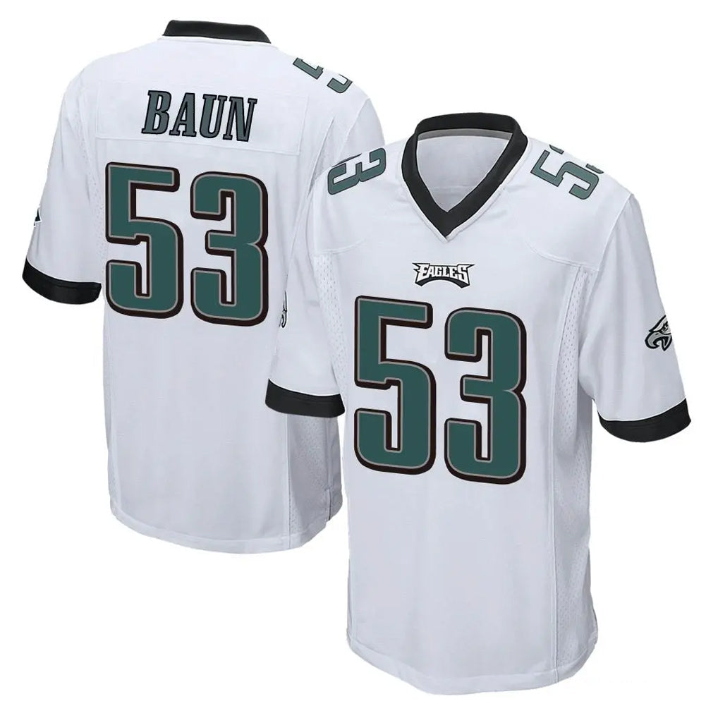 Tocy P.Eagles #53 Zack Baun Player White Home Game Stitched Jerseys