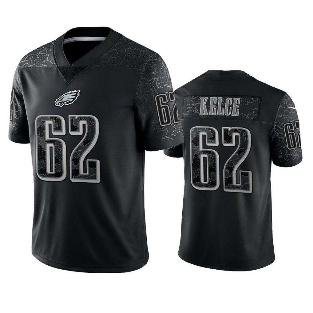 tocy P.Eagles #62 Jason Kelce Player Black REFLECTIVE Limited Stitched Jerseys