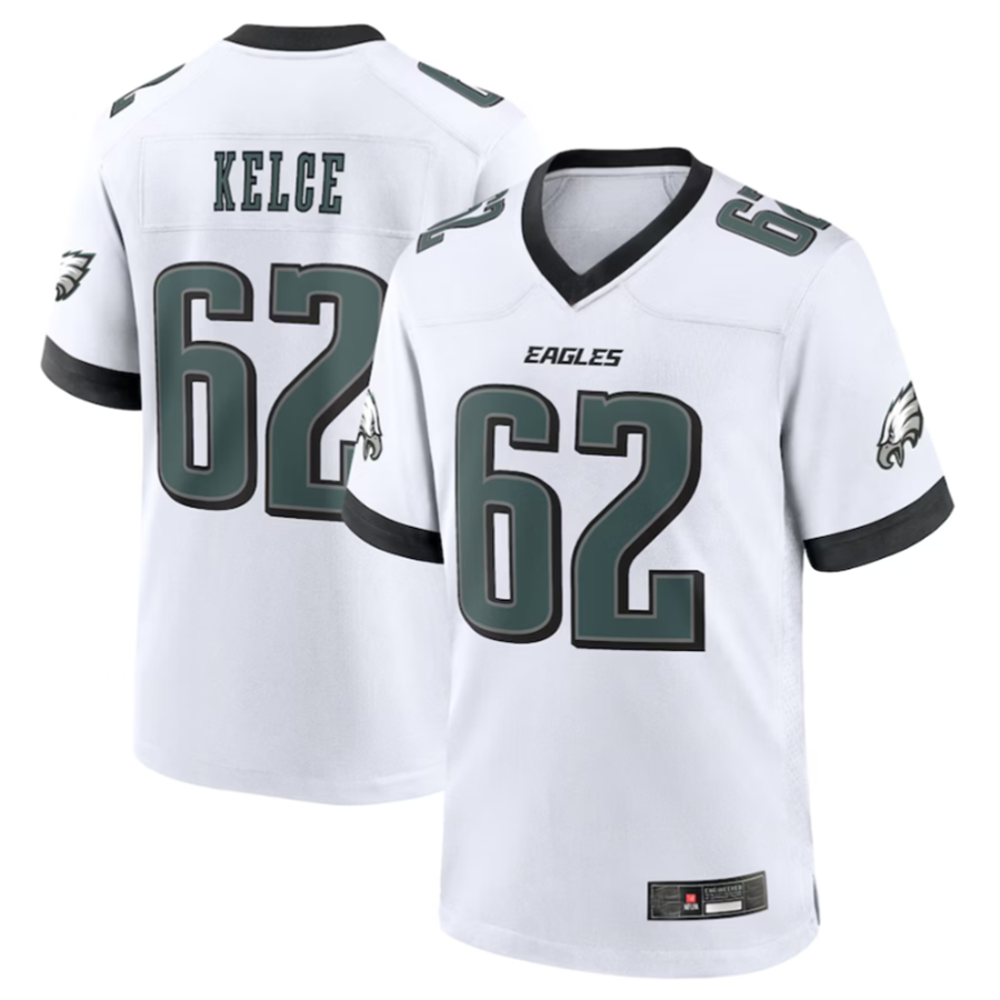 tocy P.Eagles #62 Jason Kelce White White Game Stitched American Stitched Jerseys