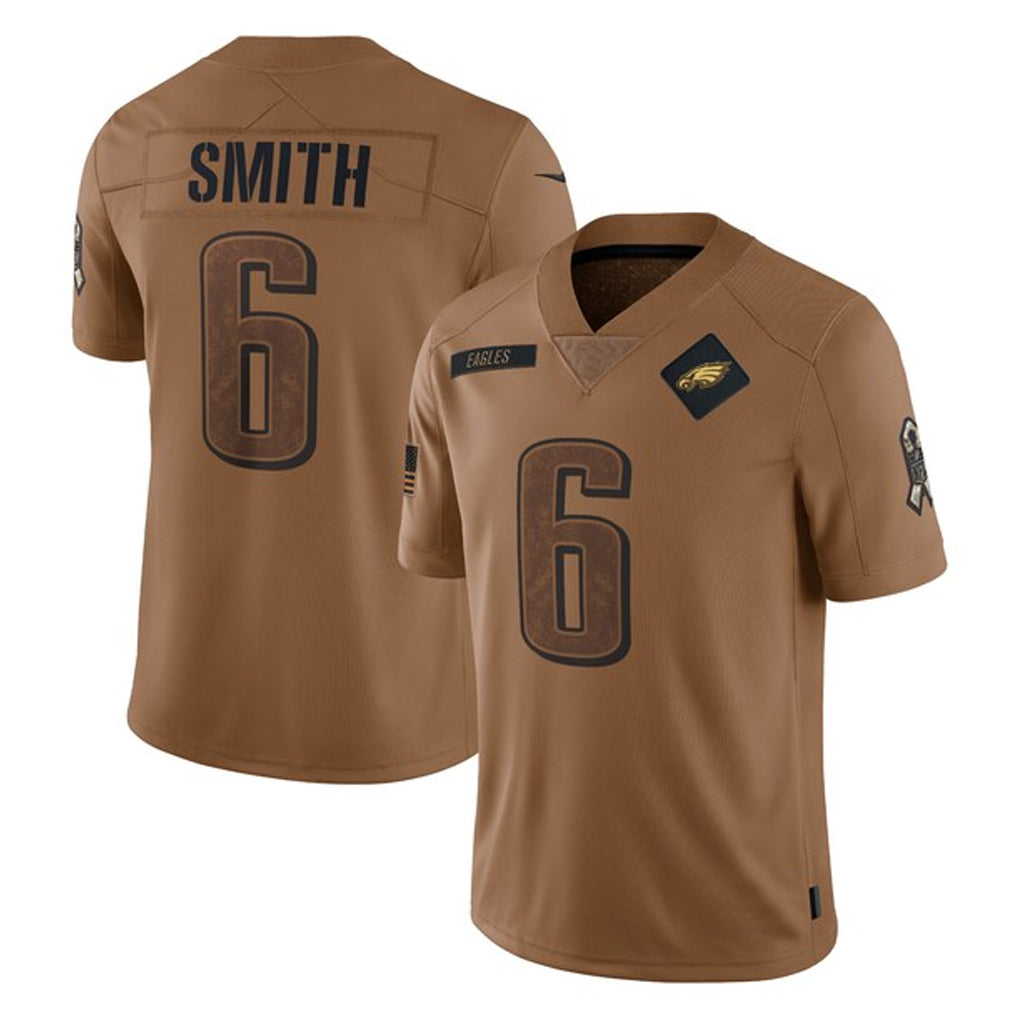 tocy P.Eagles #6 DeVonta Smith Player Brown Salute To Service Limited Stitched Jerseys